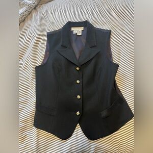 Vintage black wool vest with beautiful button detail